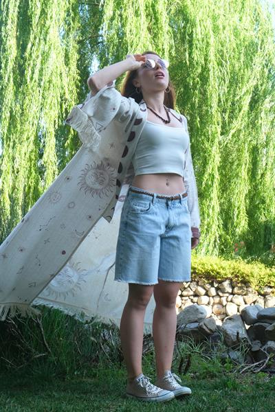 Awen MOM Paçası Kesik Denim Şort Açık Mavi
