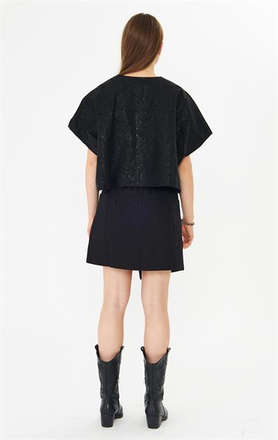 Kemerli Gabardin Etek Siyah Midnight Utility Skort