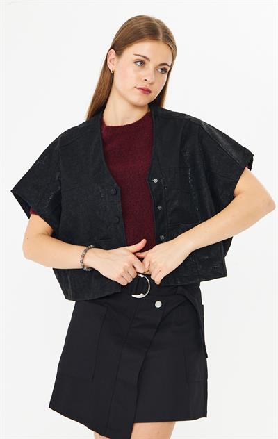 Kemerli Gabardin Etek Siyah Midnight Utility Skort