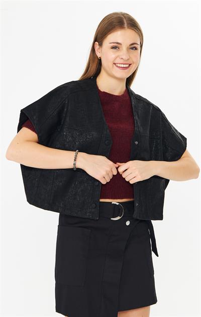 Kemerli Gabardin Etek Siyah Midnight Utility Skort