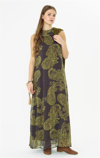 Paisley Baskılı Şifon Elbise 