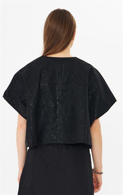 Süet Yelek Siyah Midnight Crop Vest