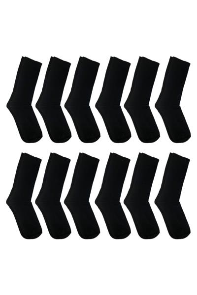 10 Çift Erkek Siyah Pamuklu Çorap