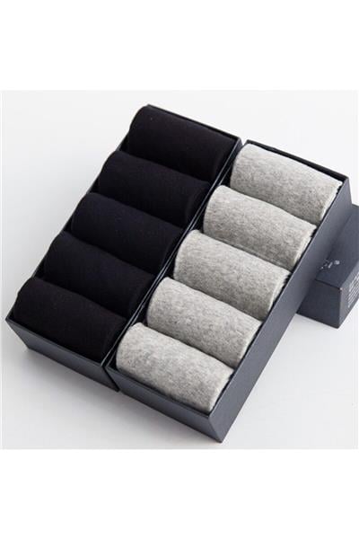 10 Çift Erkek Siyah+gri Soket Çorap