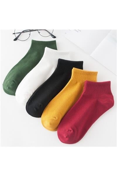 5li Kadın Renkli Kısa Patik Çorap