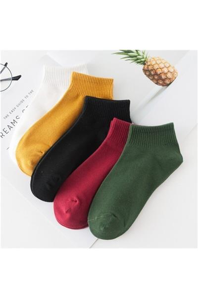 5li Kadın Renkli Kısa Patik Çorap