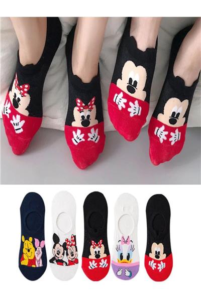 Kadın Çok Renkli Görünmez Spor Ayakkabı Çorabı 5 Çift