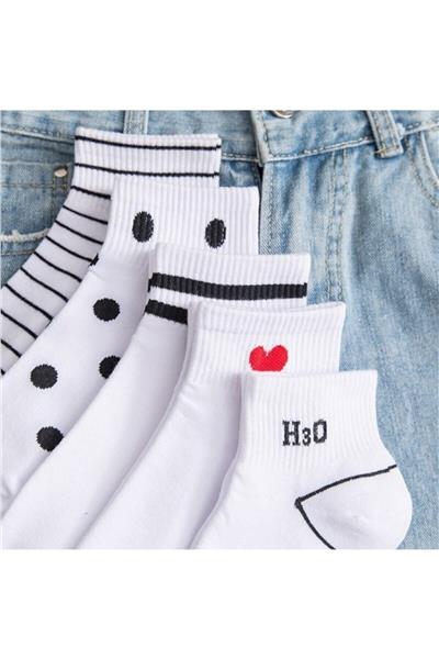 Kadın Desenli Patik Çorap 5li
