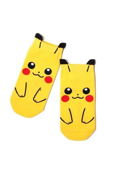Unisex 4lü Pokemon Desenli Patik Çorap Renkli Extra Rahat