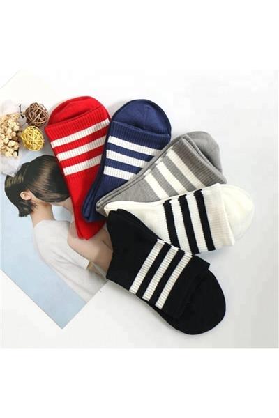 Unisex 5li Çizgili Tenis Model Çorap - Ekstra Rahat Ve Esnek 5 Çift