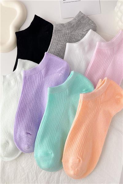 Unisex 8 Çift Renkli Soft Çizgili Çorap