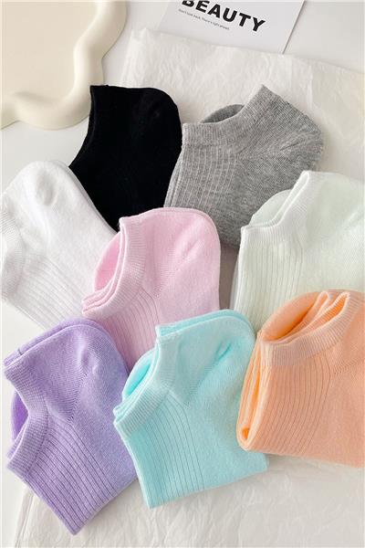 Unisex 8 Çift Renkli Soft Çizgili Çorap