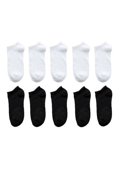 Unisex Siyah+beyaz Koton 72 Çift Patik Ekonomik Fiyat Toptan Satış