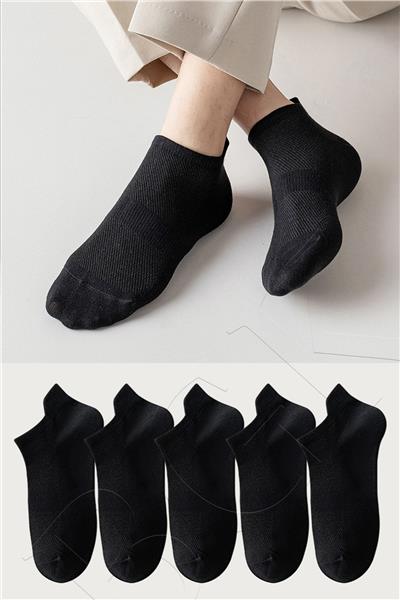 Unisex Spor Patik Renkli 5li -48y-n48-siyah Klasik
