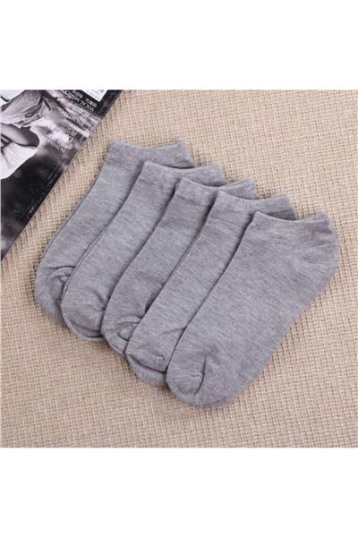 Unisex Yazlık Patik Çorap 5 li Extra Rahat Gri