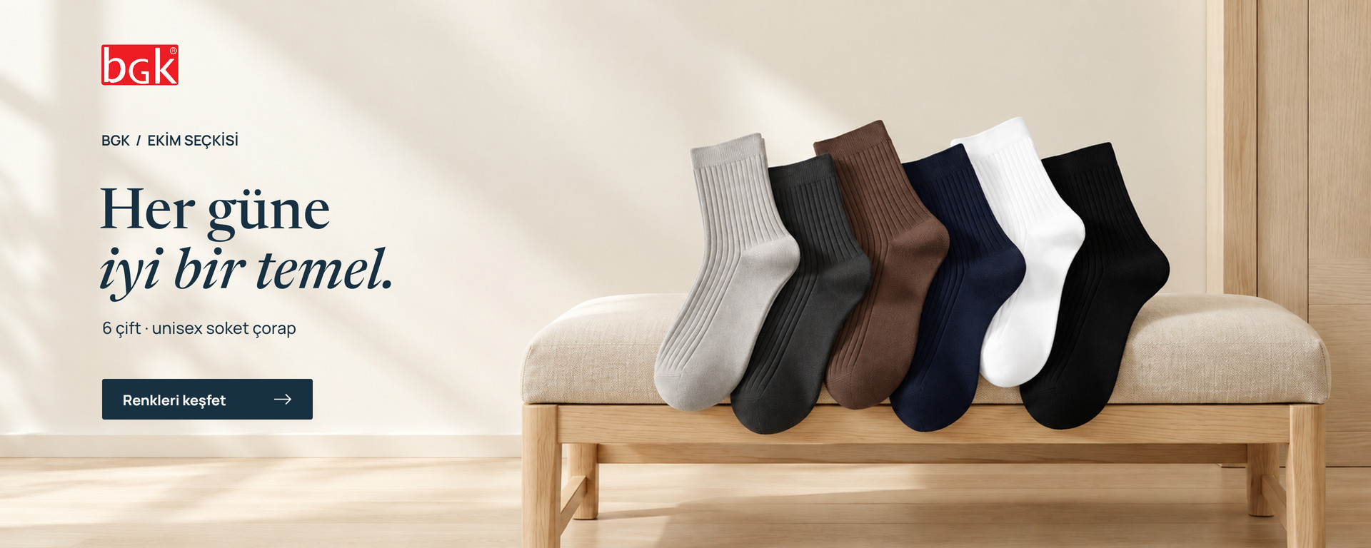 BGK Ekim Seçkisi - 6 Çift Unisex Soket Çorap