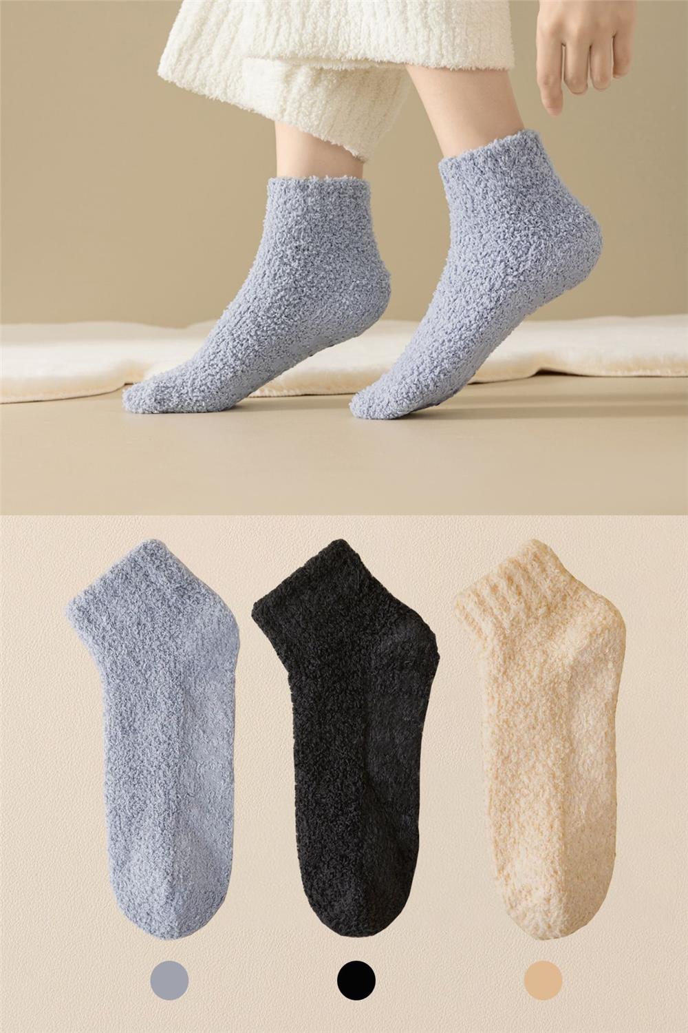 3 Çift Kadın Kışlık Peluş Çorap (Uyku Çorabı)