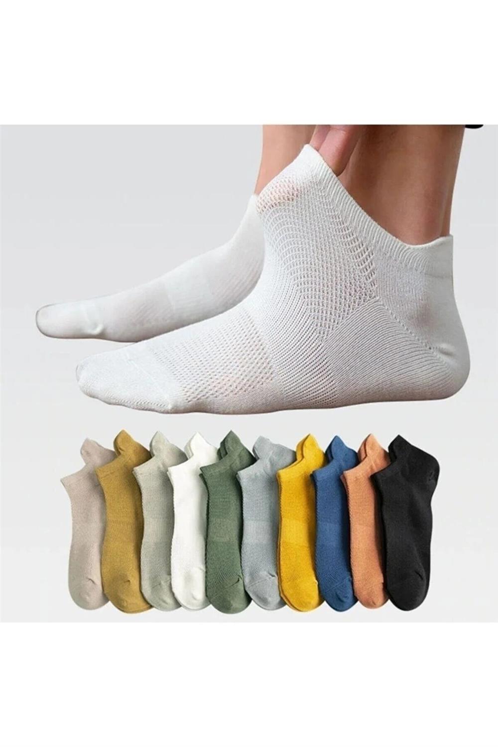 Çorap Unisex Spor Patik Renkli 10'lu (antibakteriyel Extra Soft) Zr-21565