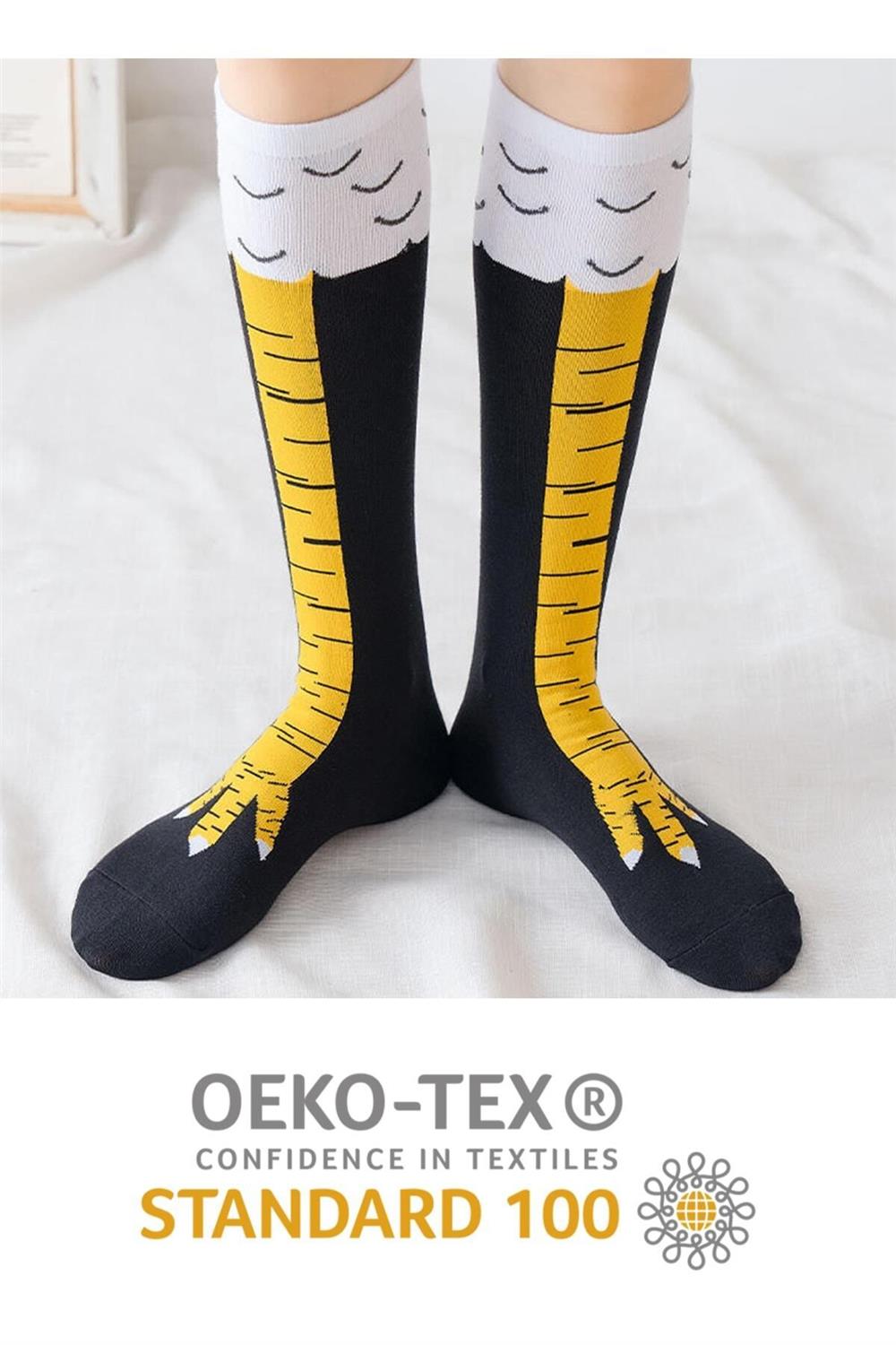 Tekli Unisex Tavuk Ayağı Desenli Dizaltı Çorap