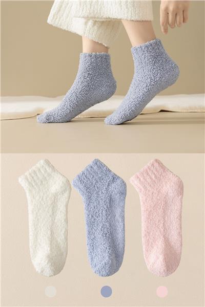 3 Çift Kadın Kışlık Peluş Çorap (UYKU ÇORABI) Klasik