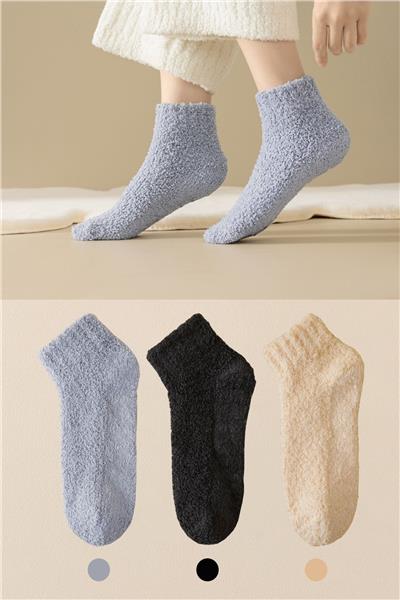 3 Çift Kadın Kışlık Peluş Çorap (Uyku Çorabı)