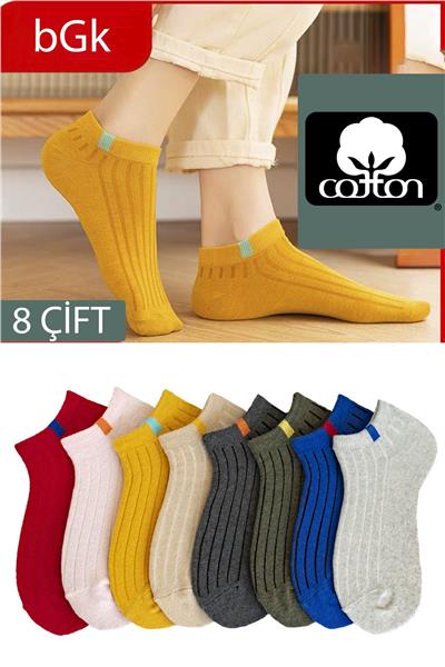 8 Çift Unisex Renkli Kısa Çorap