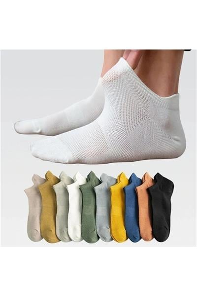 Çorap Unisex Spor Patik Renkli 10'lu (antibakteriyel Extra Soft) Zr-21565