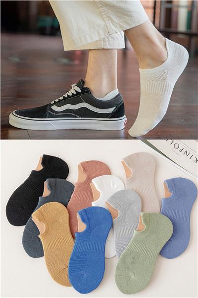 Unisex 10 Çift Görünmez Renkli Çorap