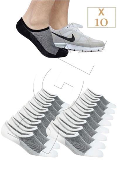 Unisex 10 Çift Pamuklu Görünmez Sneakers Çorap Beyaz