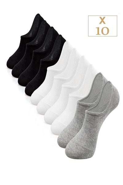 Unisex 10'lu Pamuklu Görünmez Sneakers Çorap Renkli
