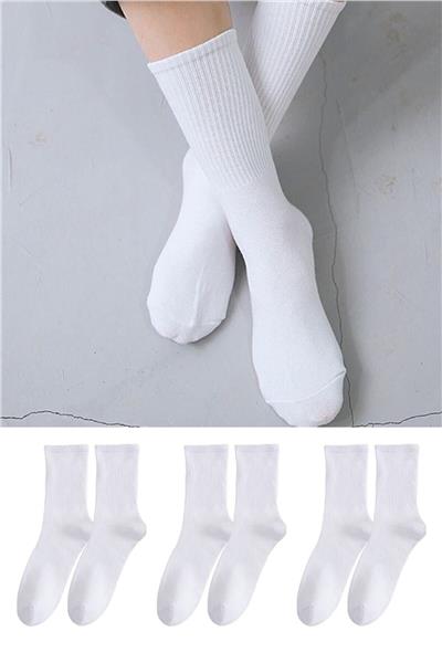 Unisex 3'lı Düz Tenis Model Çorap