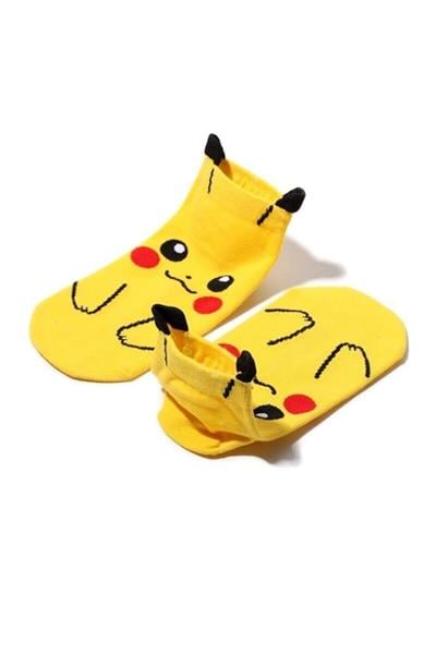 Unisex 4'lü Pokemon Desenli Patik Çorap Renkli Extra Rahat