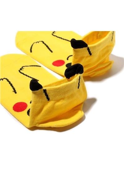 Unisex 4'lü Pokemon Desenli Patik Çorap Renkli Extra Rahat