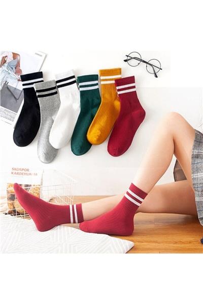 Unisex Çemberli Kolej Desen Çorap 6'lı