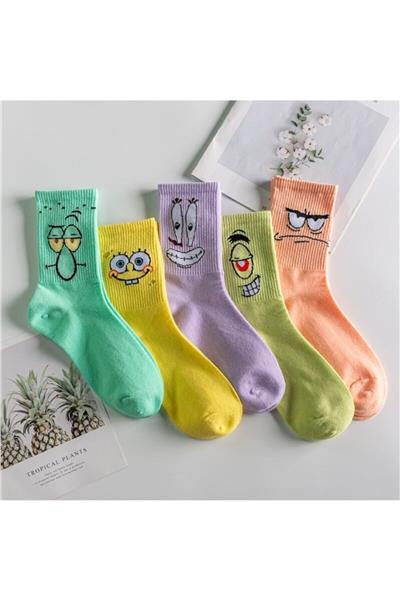 Unisex Desenli Kolej Çorap 5'li Extra Rahat