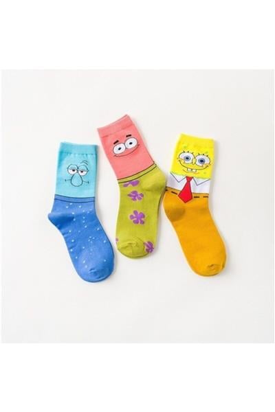 Unisex Karışık Renkli Funny Tenis Çorabı 3' Lü