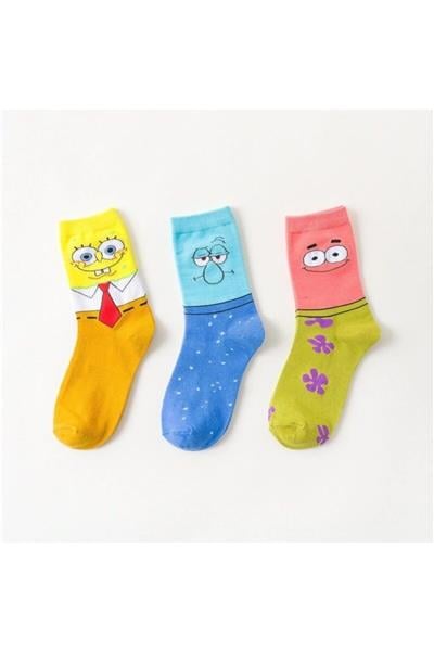 Unisex Karışık Renkli Funny Tenis Çorabı 3' Lü