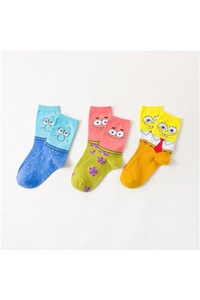 Unisex Karışık Renkli Funny Tenis Çorabı 3' Lü