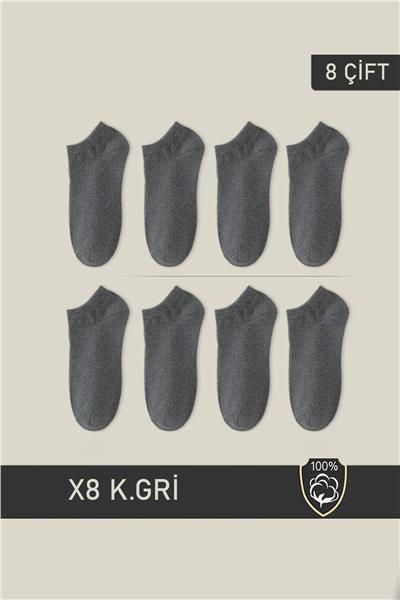 Unisex Patik Çorap 8 Çift Füme (8 ÇİFT)