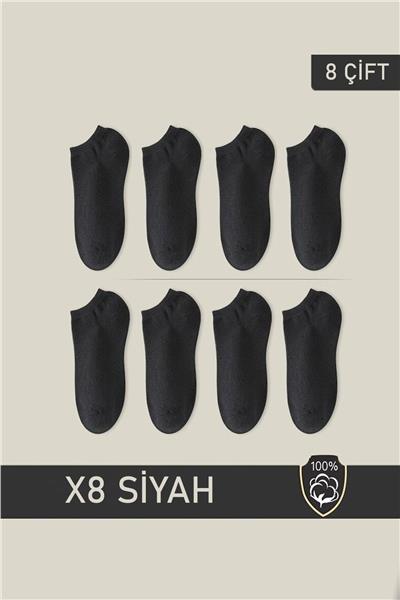 Unisex Patik Çorap 8 Çift Siyah (8 ÇİFT)