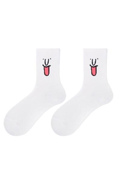 Unisex Renkli Yüz Desenli Tenis Çorap