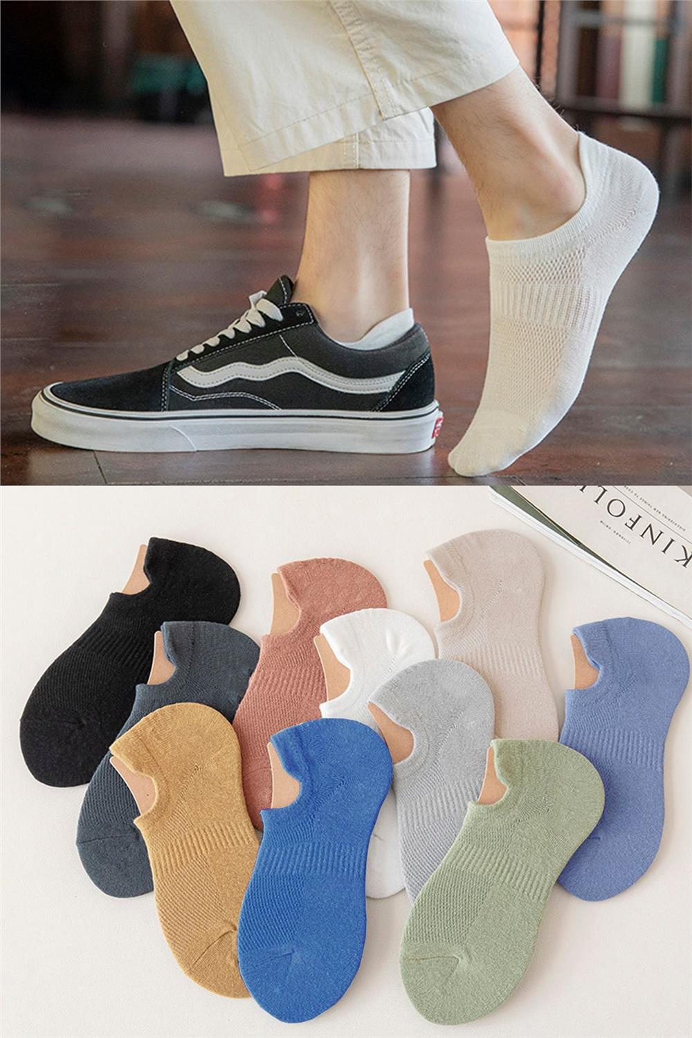 Unisex 10 Çift Görünmez Renkli Çorap