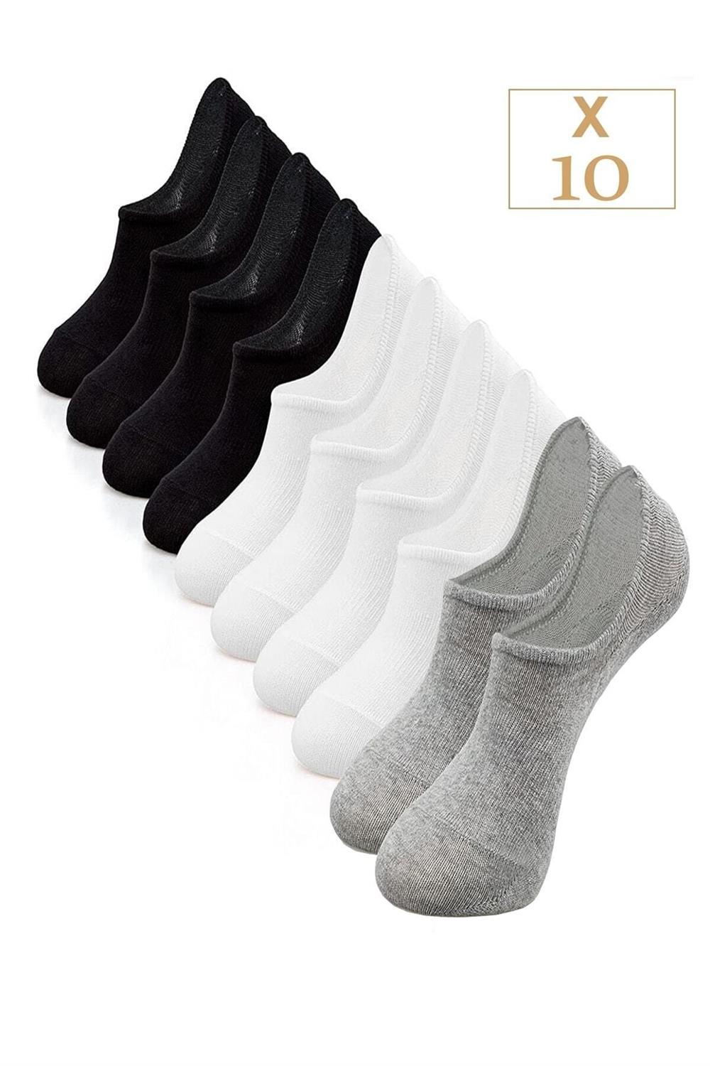 Unisex 10'lu Pamuklu Görünmez Sneakers Çorap Renkli