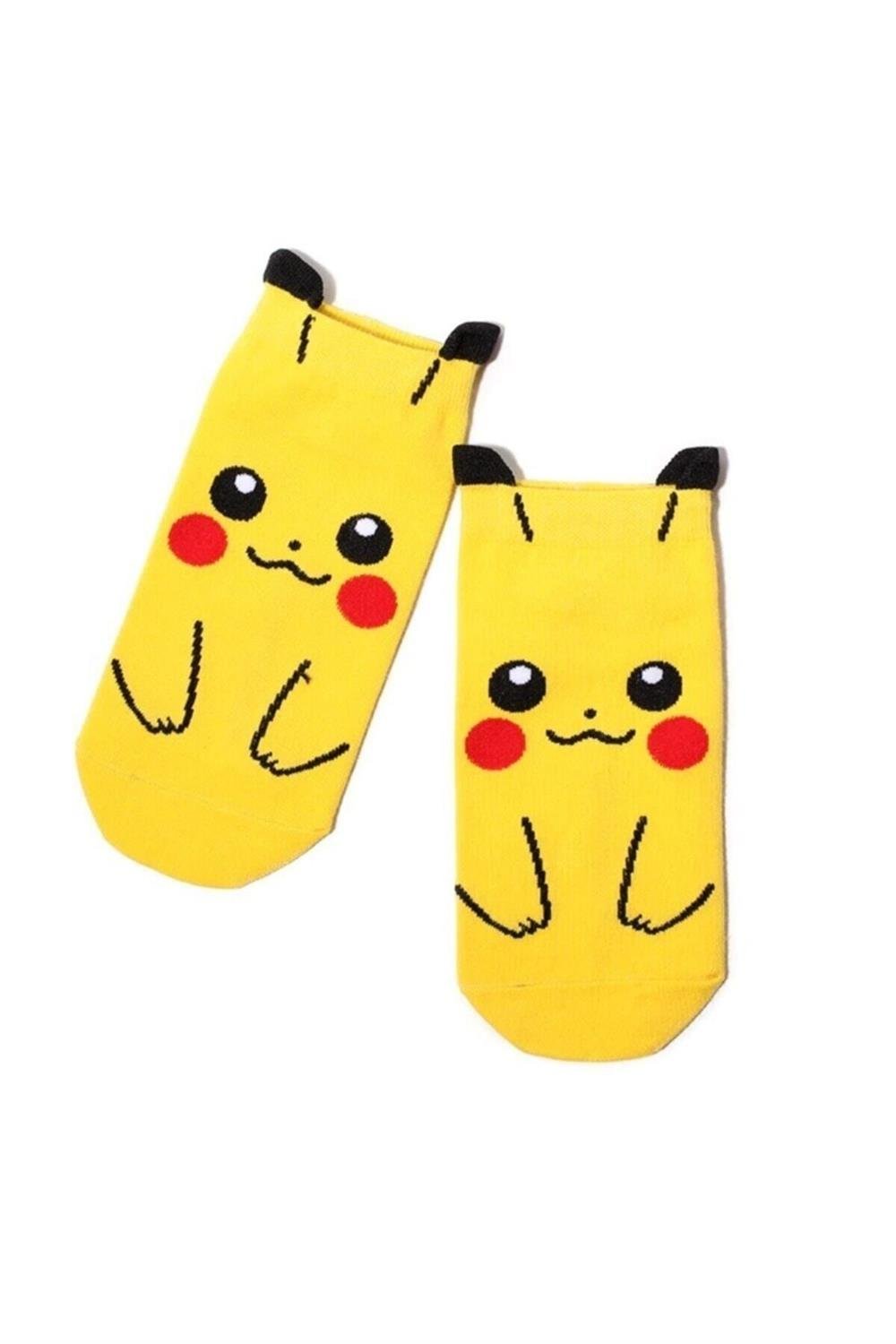 Unisex 4'lü Pokemon Desenli Patik Çorap Renkli Extra Rahat