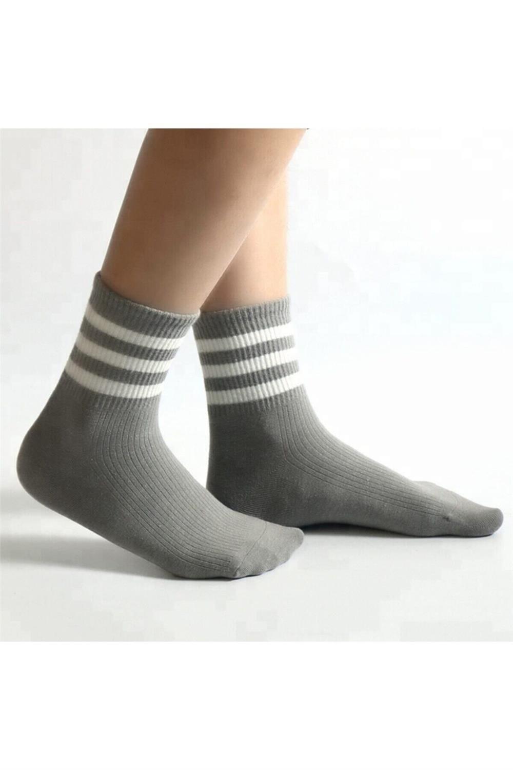 Unisex 5'li Çizgili Tenis Model Çorap - Ekstra Rahat Ve Esnek 5 Çift