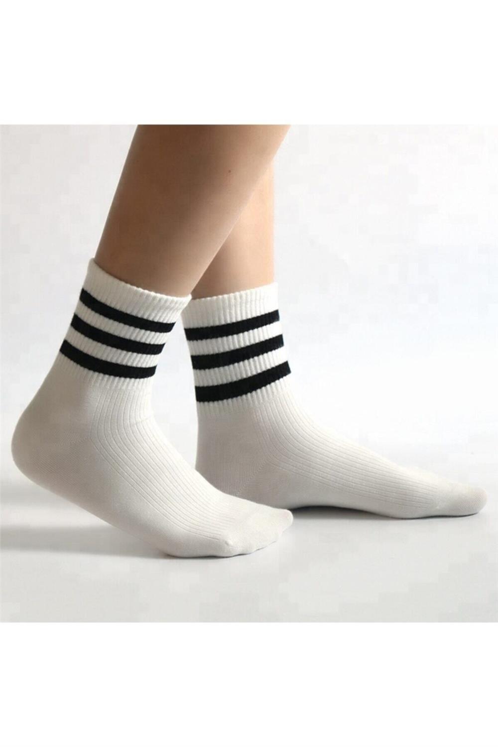 Unisex 5'li Çizgili Tenis Model Çorap - Ekstra Rahat Ve Esnek 5 Çift