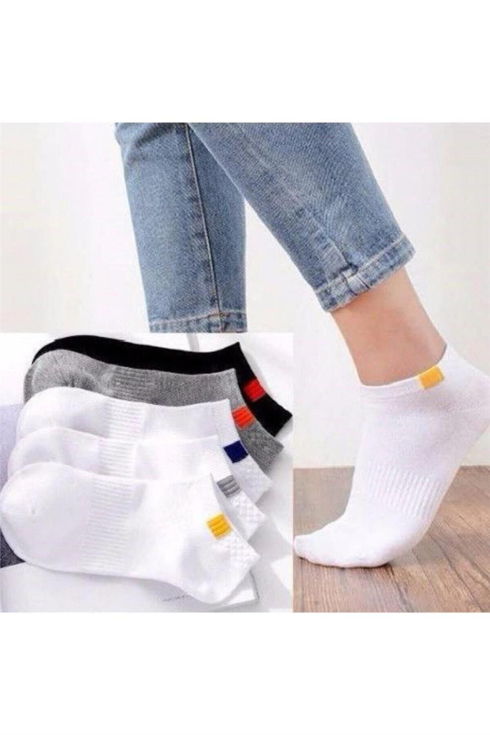 Unisex 5'li Spor Patik Çorap - Yıkanmış Efektiyle Şıklığı Yakalayın