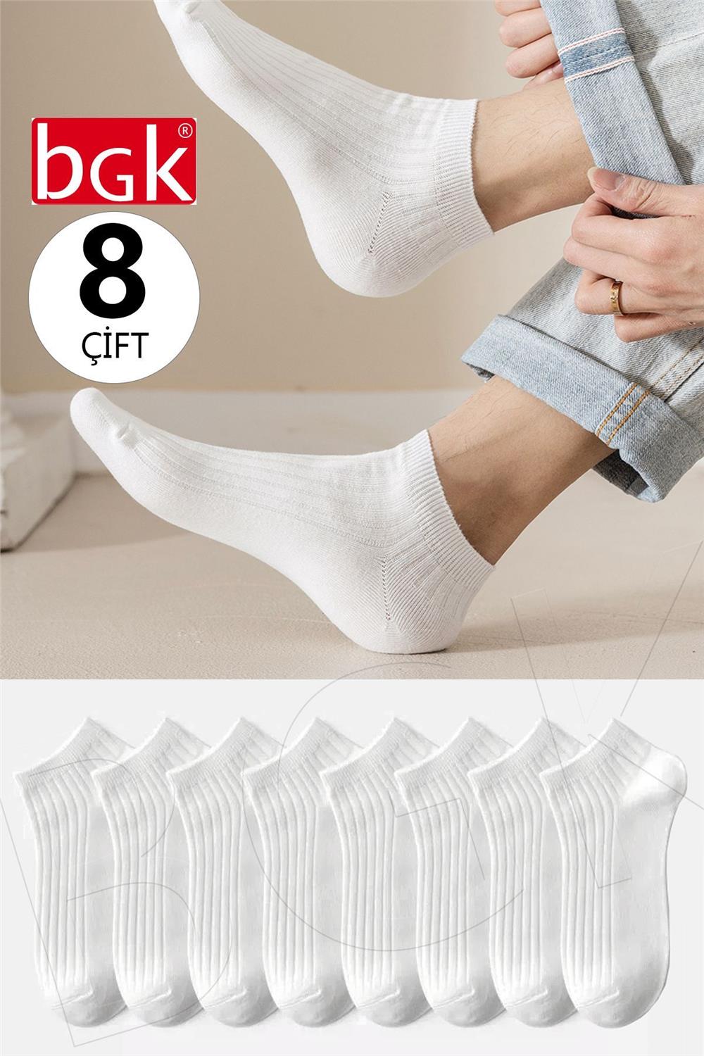 Unisex 8 Çift Renkli Çizgili Çorap
