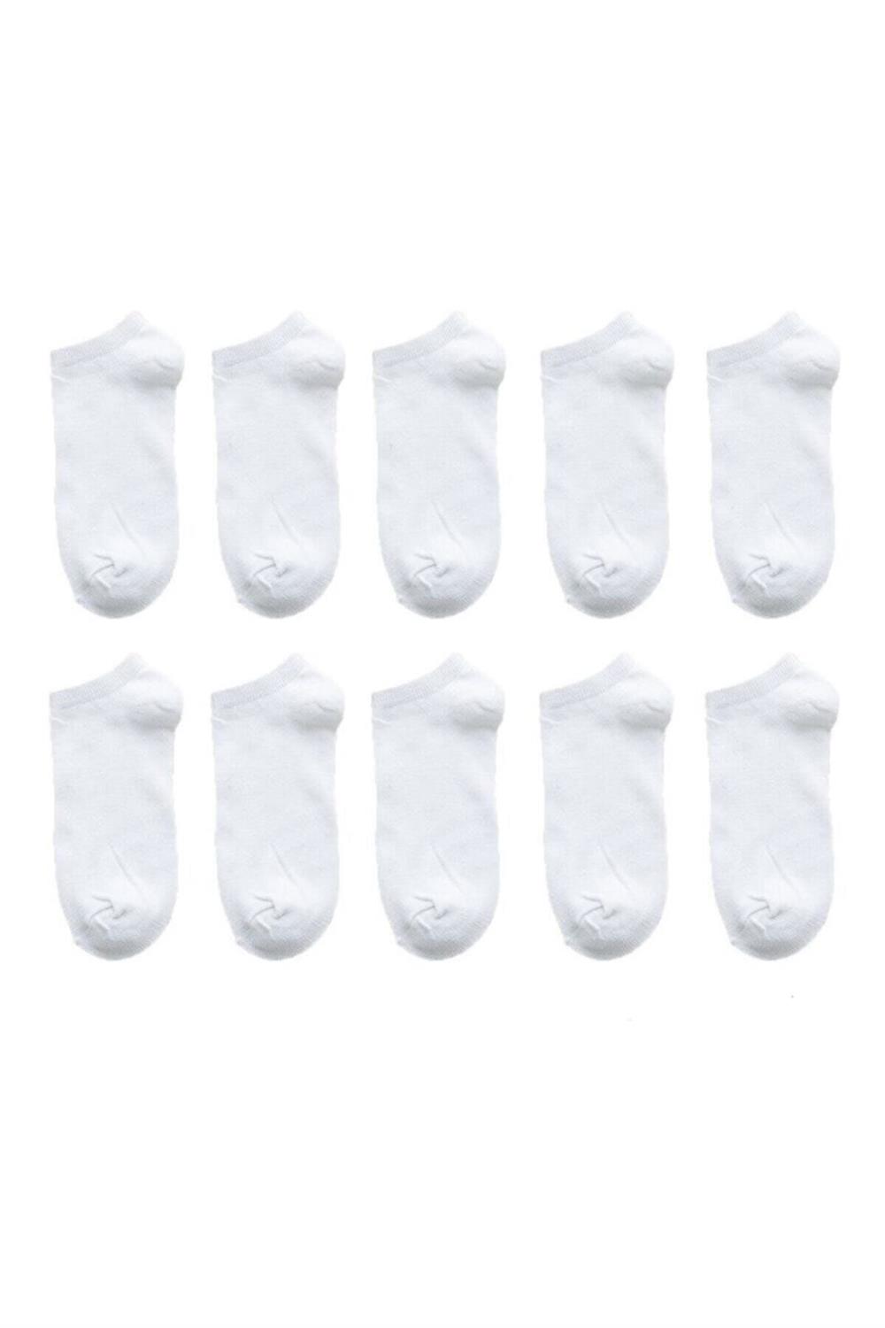 Unisex Beyaz Renk Patik Çorap 10 Çift