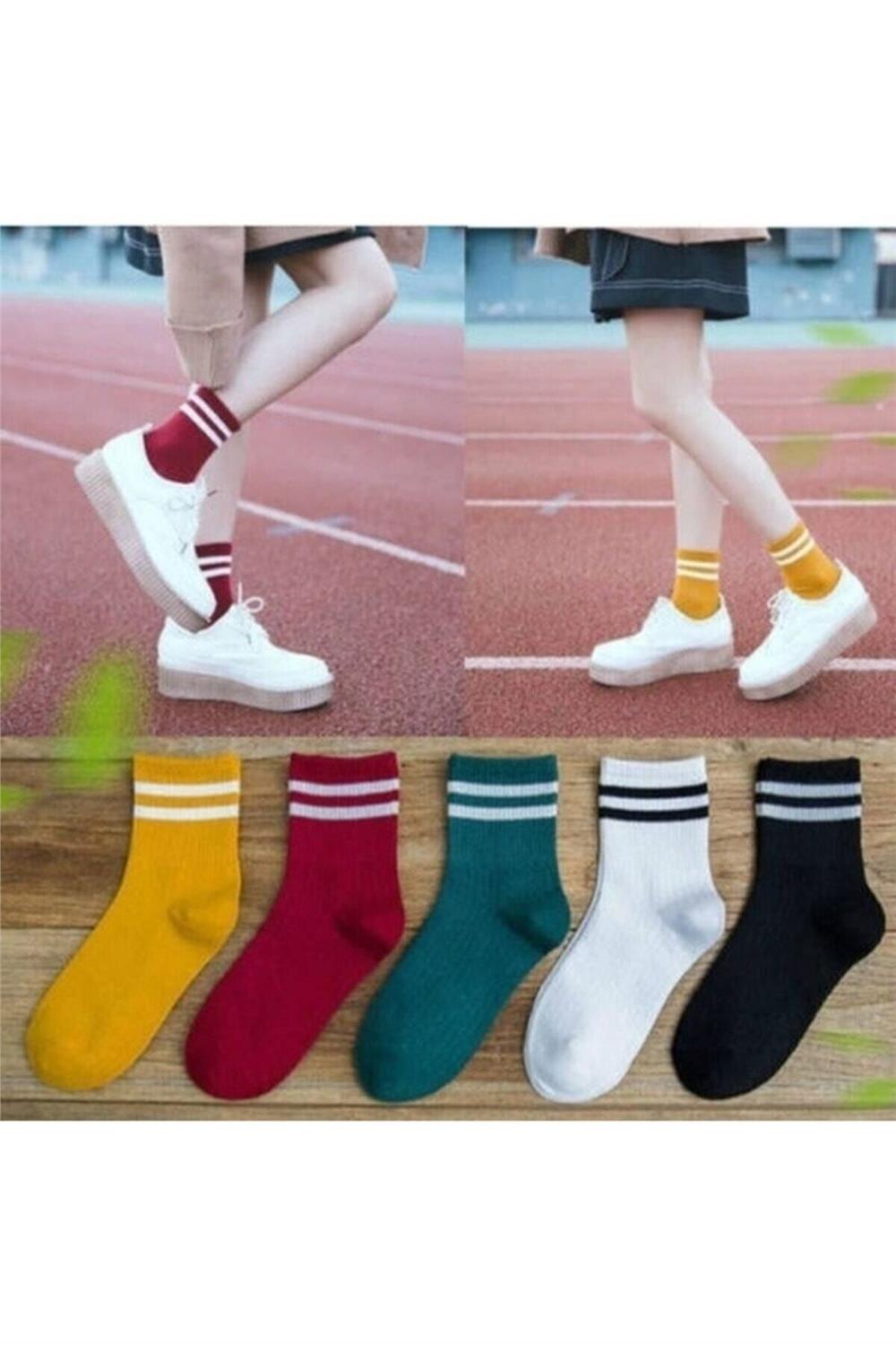 Unisex Çemberli Kolej Desen Çorap 6'lı
